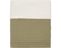 Koeka ledikantdeken cotton fleece wafel Amsterdam moss 100x150