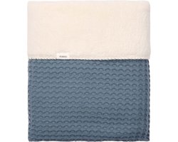 Koeka wiegdeken wafel/teddy Oslo bluestone 100x75