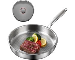 Koekenpan Antiaanbaklaag - Koekenpan met Deksel - Gezond Koken - Duurzaam Metaal - Niet gespecificeerd - Meerkleurig