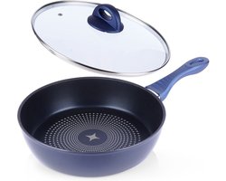 Koekenpan Diamant met Glazen Deksel 28 cm - Multifunctionele Pan voor Vlees - Groenten