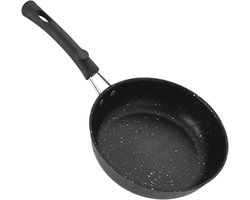 Koekenpan - Medische Steen Pannenkoekenpan - Ijzer - Pancake Pan - Omeletpan - Mini Ontbijtpan - Antiaanbaklaag Platte Bodem - Geschikt voor Inductie, Elektrisch, Keramisch & Gas - Ø 12 cm - Zwart