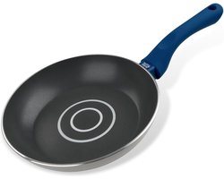 Koekenpan met antiaanbaklaag en oliedoseersysteem 20x4,3cm - beste warmtegeleiding, 5 jaar garantie, grijs/blauw, voor inductie en alle soorten fornuizen, vaatwasmachinebestendig