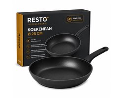 Koekenpan Ø28 cm – Keramische Anti-aanbaklaag (PFLUON anti-aanbaklaag) – Inductie Geschikt – Gerecycled Aluminium – Ergonomische Soft Touch Handgreep – Resto Kitchenware – Zwart