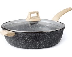 Koekenpan Wokpan met Deksel 32 cm 6.1 L, Pan met Anti-aanbaklaag, Diepe Frituurpan voor Alle Kookplaten inclusief Inductie, Beste Vaderdagcadeau voor Papa