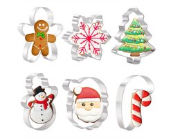 Koekjes vormpjes metaal-Koekjes vormpjes kerst--DIY koekjes - bakbenodigdheden-10*7*2cm-Cookie cutter -Hoogwaardig roestvrij staal- 6-delige set -Verbeterde versie van 2025