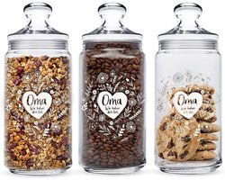 Koekjesglas met gravure voor oma, voorraadpot voor snoep met bloemenhart, Candy Bar glazen pot met deksel, vintage bewaarglas voor de keuken, cadeau voor vrouwen, luchtdicht decoratief glas