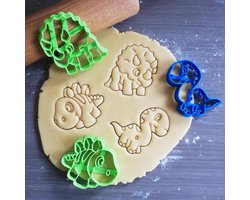 Koekjesvorm | 3-delige set | Baby Dinosaurus - Dino | Stegosaurus - Brachiosaurus - Triceratops | Cookie cutter | Uitsteekvorm | Bakvorm | 8cm