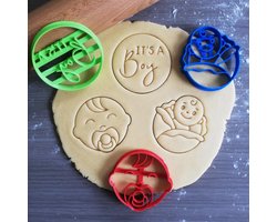 Koekjesvorm | 3-delige set | Baby Jongen - Aankondiging | Baby kool jongen - It's a boy - Baby jongen | Cookie cutter | Uitsteekvorm | Bakvorm | 8cm