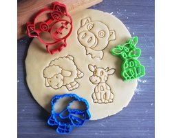 Koekjesvorm | 3-delige set | Boerderij Dieren | Koe - Varken - Schaap | Cookie cutter | Uitsteekvorm | Bakvorm | 8cm