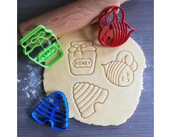 Koekjesvorm | 3-delige set | Honingbij | Bijtje - Honingpot - Bijenkorf | Cookie cutter | Uitsteekvorm | Bakvorm | 8cm