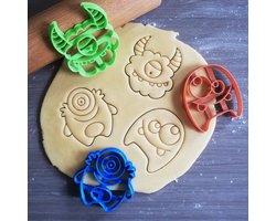 Koekjesvorm | 3-delige set | Monsters | Leuk Monster - Schattig Monster - Tand Monster | Cookie cutter | Uitsteekvorm | Bakvorm | 8cm