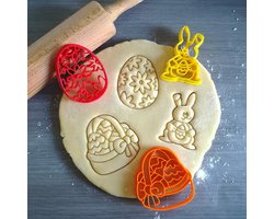 Koekjesvorm | 3-delige set | Pasen | Paashaas - Paasei - Paasmand | Cookie cutter | Uitsteekvorm | Bakvorm | 8cm