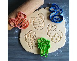 Koekjesvorm | 3-delige set | Pasen | Paaskonijn met ei - Paasei met oren - Schattig paaskonijn | Cookie cutter | Uitsteekvorm | Bakvorm | 8cm