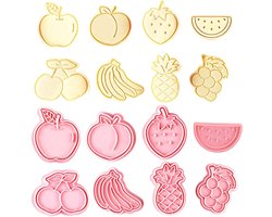 Koekjesvorm - Uitsteekvormpjes - 8-delige set - Bakvormen - Fruitkoekjesvorm - Koekjessnijders - Gebak - DIY - Koekjes Bakken - Cookie Cutter Set - Herbruikbaar - Geschikt Voor Kinderen - roze