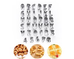 Koekjesvormpjes van roestvrij staal - Alfabet- en cijfervormpjes - Set van 35 stuks - Vormvormpjes - Roestvrij staal, zilver