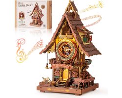 Koekoeksklok - functioneel - set van hout - vintage - LC901C - 435 delen - drie koekoekslengte - licht met koord - type C of 3 AAA-batterijen