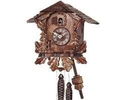 Koekoeksklok Hout - Traditionele Klok - Huiskamer Decoratie - Automatische Nachtuitschakeling - 26cm Hoog - Bruin
