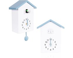 Koekoeksklok, wandklok met koekoeksgeluiden, slingerklok met design, vogelhuisje, wanddecoratie voor woonkamer, keuken en kantoor (4. Grijs)