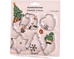 Koekvormpjes - uitsteekvormpjes - kerst thema - 6x stuks - RVS