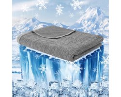 Koeldeken 100x150Cm - Verkoelend dekbed - Dun katoen Zomerdekbed - Verkoelende Deken - Absorberend, Fris en luchtig - Zelfkoelende Deken - Zomerdeken - Woondeken, Bankdeken, Reisdeken - Grijs
