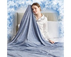 Koeldeken 150x200Cm - Verkoelend dekbed - Dun katoen Zomerdekbed - Verkoelende Deken - Absorberend, Fris en luchtig - Zelfkoelende Deken - Zomerdeken - Woondeken, Bankdeken, Reisdeken - Blauw