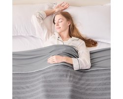 Koeldeken, zomersprei, koeldeken, Arc-Chill Q-Max>0,4, 152 x 203 cm, 2 in 1 dubbelzijdig dunne zomerdeken, lichte, ademende spreien, bankdekens, bedsprei, knuffeldeken, grijs