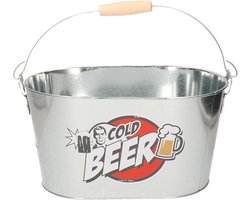 Koelemmer Cold Beer - 26 x 13 cm - metaal - met 2 flessenopeners - IJsemmers - Champagnekoelers - bier en drank