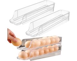 Koelkast Ei Opbergdoos - Koelkast eierdispenser - 4 verdiepingen voor 28 eieren - opslag - automatisch oprolbare doos - Ei Houder - Eierrek Organizer - Eierdoos koelkast - Transparant