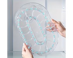 Koelkast organizer met 360° draaiplateau, afneembare transparante bakjes. Ruimtebesparend, geschikt voor koelkast, voorraadkast en kast.