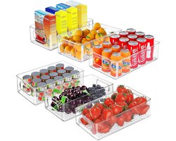Koelkast-organizer stapelbaar opbergdoos voorraaddoos doorzichtig reservoir keuken kasten - Set van 6 Water Bottle Organizer