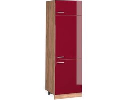 Koelkastombouwkast - Keukenkast - Keuken Organiseren - Modulair Systeem - 60 cm - Bordeauxrood Hoogglans
