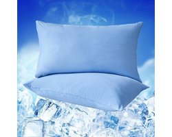 Koelkussenhoes, 40 x 80 cm, set van 2, zomerkussensloop met Arc-Chill Q-Max 0,43 koelvezels, ademend, superzachte kussenhoezen, blauw