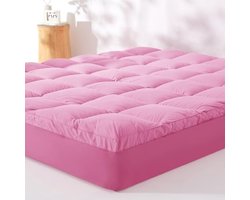 Koelmatras Topper Van Katoen Met Diepe Hoes 21-54cm, Ademend En Fluffy Matras Schuim (Roze, Full, 137x190cm)