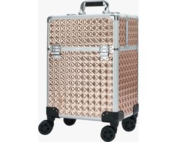Koffer Gouden Kleur | Beautycase / Beautykoffer / Trolley van aluminium - 8 wielen - Kapper Koffer - Tattoo Koffer - Nagel Koffer - Make-up Koffer