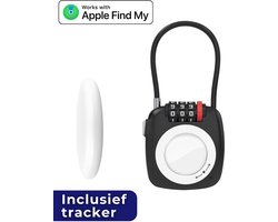 Koffer tracker voor iPhone - Werkt met Apple Find My - MFi gecertificeerd door Apple - Cijferslot inclusief tracker - Onbeperkte lokalisering - Met geluidssignaal - Zonder abonnement - Waterdicht - Fynda - Zwart