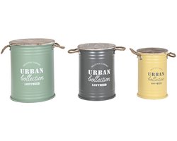 Kofferset Home ESPRIT Geel Groen Grijs Donkerbruin Metaal Vintage 38 x 38 x 48 cm