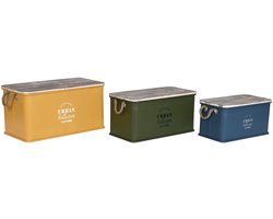 Kofferset Home ESPRIT Metaal Sparrenhout 68 x 36 x 33 cm (3 Stuks)