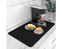 Koffie-afdruipmat - Afdruipmat voor op het aanrecht - Koffiemachinemat - Onbreekbare koffiemat - 40x50 cm - Waterdichte rubberen onderkant - Geschikt voor koffiezetapparaten, espressomachines, koffiekannen en afwasrekken - zwart