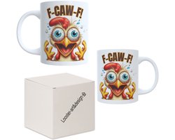 Koffie beker - thee mok afbeelding grappig kip - tekst - f-caw-f