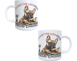 Koffie beker - thee mok - tekst - spreuk -Live is beter with coffee - afbeelding hond