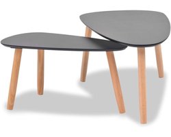 Koffie bijzettafels - Set van 2 - Woonkamer inrichting - Scandinavische stijl - Grote tafel 100cm - Zwart/bruin