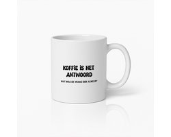 Koffie Is Het Antwoord Mok – Grappig Cadeau voor Koffieliefhebbers – Motiverende Quote Beker voor Thuis of op Werk