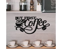 Koffie Muurdecoratie met Kop en Bonen - Metalen Bord voor Keuken en Koffiestation - Vintage Stijl
