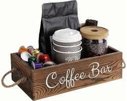 koffie organizer - thee organizer - koffie station - Bruin - Hout - tafel organizer - Houten Organizer - keuken organizers - aanrecht organiser - keuken opbergers - koffie organizers aanrecht - koffie accesoires - Coffee bar