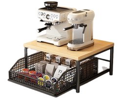 Koffie Organizers Aanrecht - Koffiebar - Opbergbar - Koffieopbergmeubel voor Koffiehoek - Koffiecaddy voor Keuken, Thuis, Kantoor - Zwart