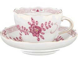 Koffie schotel | Meissen | Indisch Paars gedeeltelijk handbeschilderd