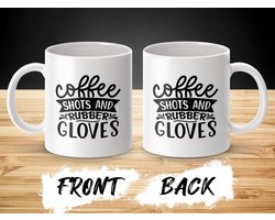 Koffie, Shots en Rubber Handschoenen Mok, Grappige Verpleegster Mok, Medische Mok, Gift voor Verpleegkundige, Leuke Koffie Mok