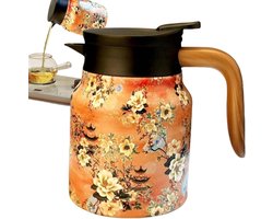 Koffie Thee Karaf - Drank Dispenser - Dranken Warm Houden - Met Thee Infuser - 1000 ml - Oranje