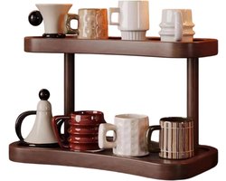 Koffiebekerhouder – 2-traps multifunctioneel opbergrek, duurzaam presentatierek, ruimtebesparende organizer, keuken, thuis, tafel, slaapzaal, koffiebar, volwassenen, familie, mok