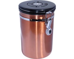 KoffieCanners Koffie Bewaarbus voor 1KG Koffiebonen Luchtdicht met CO2 Uitlaat - Koffieblik Koper